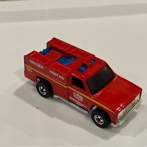 Vintage Hot Wheels Blackwall Emergency Unit 50 Red Fire Truck 1974 Hong Kong